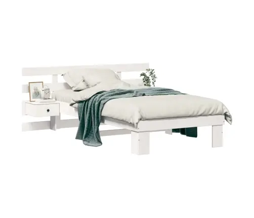 Gultas Rāmis Ar Atvilktni Ar Galvas Klāju Balts 75 X 190 Cm Masīvkoka Priede Vidaxl