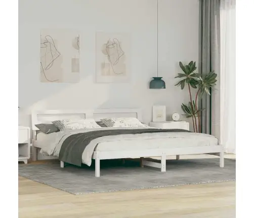 Gultas Rāmis Balts 180 X 200 Cm Masīvkoka Priede Vidaxl