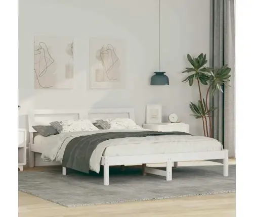 Lovos Rėmas Balta 160 X 200 Cm Kietos Pušies Mediena