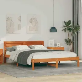 Gultas Rāmis Vaska Brūna 160 X 200 Cm Priedes Masīvkoks Vidaxl
