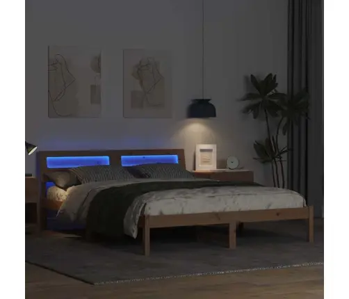 Gultas Rāmis Brūna 150 X 200 Cm Masīvkoka Priede Vidaxl