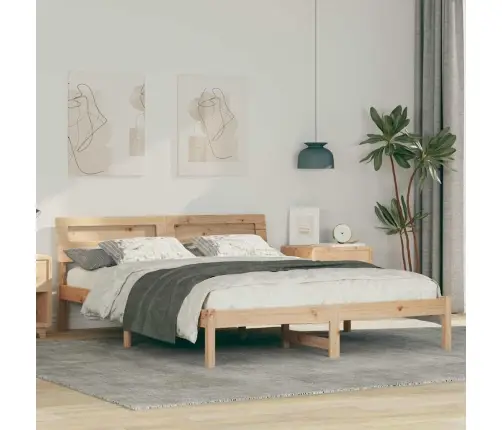 Gultas Rāmis Brūna 150 X 200 Cm Masīvkoka Priede Vidaxl