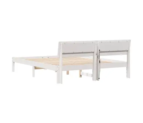 Gultas Rāmis Balts 150 X 200 Cm Masīvkoka Priede Vidaxl