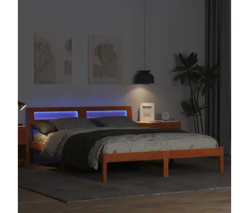 Gultas Rāmis Vaska Brūna 140 X 200 Cm Masīvkoka Priede Vidaxl