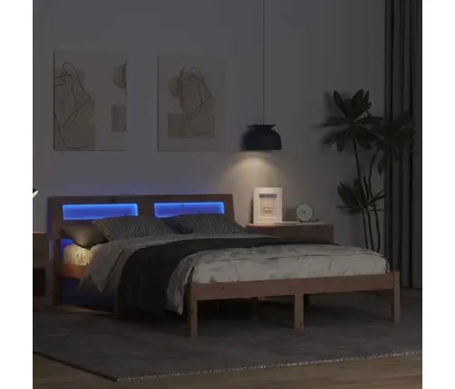 Gultas Rāmis Brūna 140 X 190 Cm Masīvkoka Priede Vidaxl