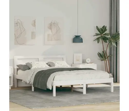 Gultas Rāmis Balts 140 X 190 Cm Masīvkoka Priede Vidaxl