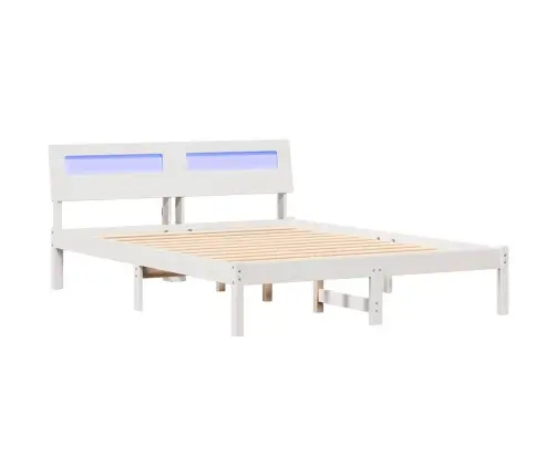 Gultas Rāmis Balts 140 X 190 Cm Masīvkoka Priede Vidaxl