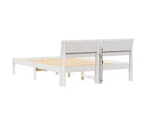 Gultas Rāmis Balts 140 X 190 Cm Masīvkoka Priede Vidaxl