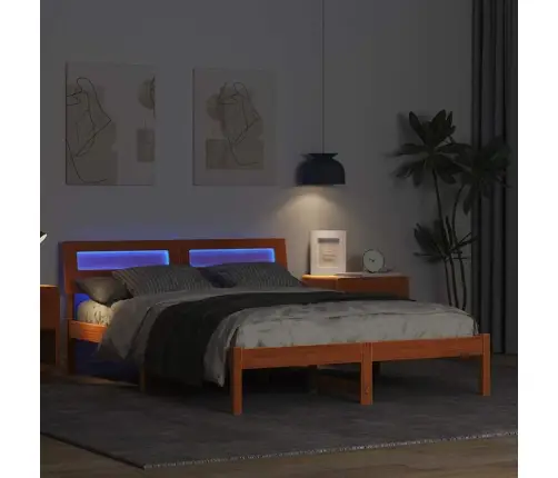 Gultas Rāmis Vaska Brūna 140 X 190 Cm Masīvkoka Priede Vidaxl