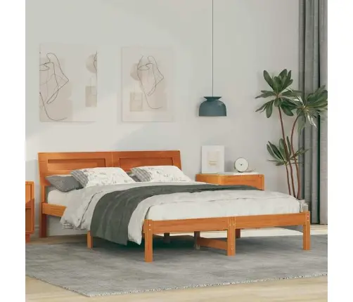 Gultas Rāmis Vaska Brūna 140 X 190 Cm Masīvkoka Priede Vidaxl