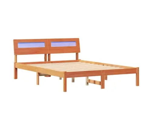 Gultas Rāmis Vaska Brūna 140 X 190 Cm Masīvkoka Priede Vidaxl