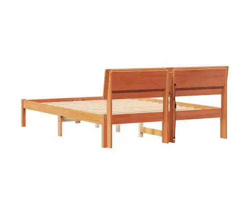 Gultas Rāmis Vaska Brūna 135 X 190 Cm Masīvkoka Priede Vidaxl