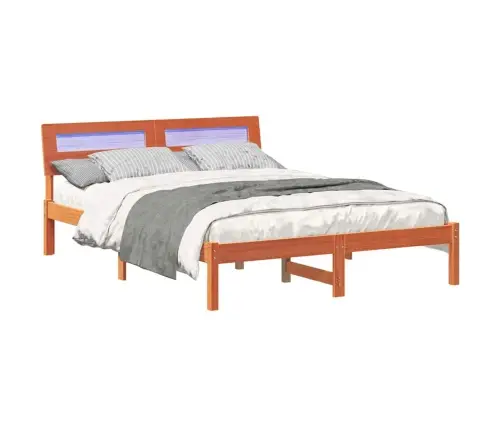 Gultas Rāmis Vaska Brūna 135 X 190 Cm Masīvkoka Priede Vidaxl