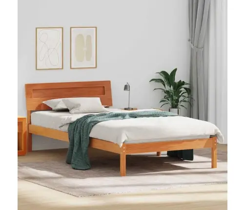 Gultas Rāmis Vaska Brūna 90 X 190 Cm Priežu Koks Vidaxl