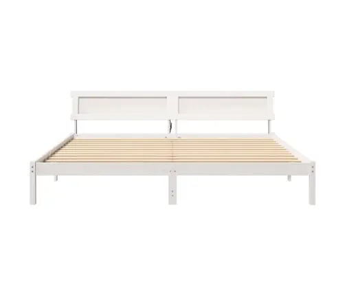 Voodi Raam Peaga Valge 180 X 200 Cm Tahke Mänd