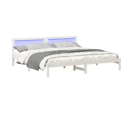 Voodi Raam Peaga Valge 180 X 200 Cm Tahke Mänd