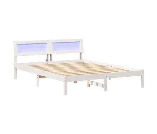 Voodi Raam Peaga Valge 160 X 200 Cm Tahke Mänd