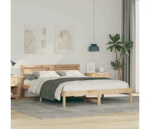 Gultas Rāmis Brūna 150 X 200 Cm Priežu Koks Vidaxl