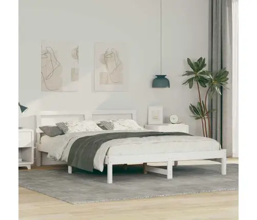 Gultas Rāmis Balts 140 X 200 Cm Masīvkoka Priede Vidaxl