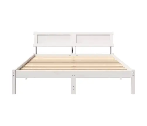 Gultas Rāmis Balts 140 X 200 Cm Masīvkoka Priede Vidaxl