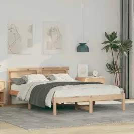 Gultas Rāmis Brūna 135 X 190 Cm Priedes Masīvkoks Vidaxl