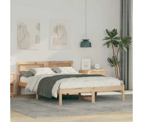 Gultas Rāmis Brūna 135 X 190 Cm Priežu Koks Vidaxl