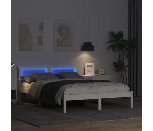 Gultas Rāmis Balts 135 X 190 Cm Masīvkoka Priede Vidaxl