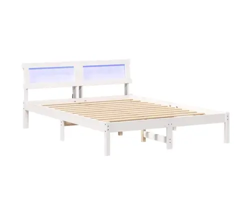 Gultas Rāmis Balts 135 X 190 Cm Masīvkoka Priede Vidaxl