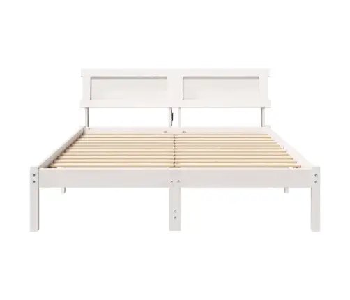 Gultas Rāmis Balts 135 X 190 Cm Masīvkoka Priede Vidaxl