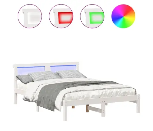 Voodi Raam Peaga Valge 120 X 190 Cm Tahke Mänd