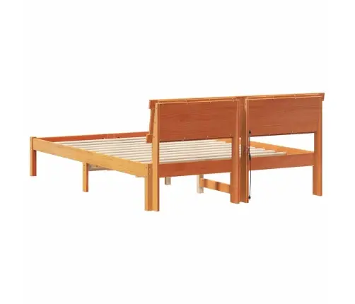 Gultas Rāmis Ar Led Galvas Balstu, Vaskota Brūna Krāsa, 120 X 190 Cm, Cietā Priede Vidaxl