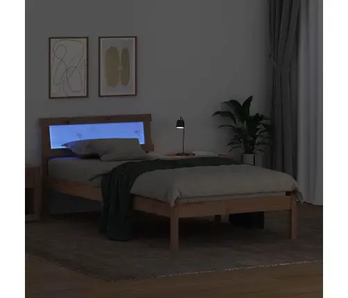 Voodi Raam Peaga Pruun 100 X 200 Cm Tahke Mänd