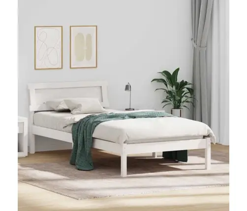 Gultas Rāmis Ar Galvas Klāju Un Led - Balts 100X200 Cm, No Cietām Priedēm Vidaxl