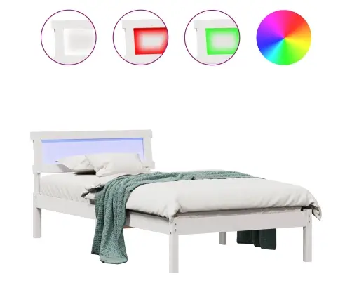 Gultas Rāmis Balts 90 X 190 Cm Masīvkoka Priede Vidaxl