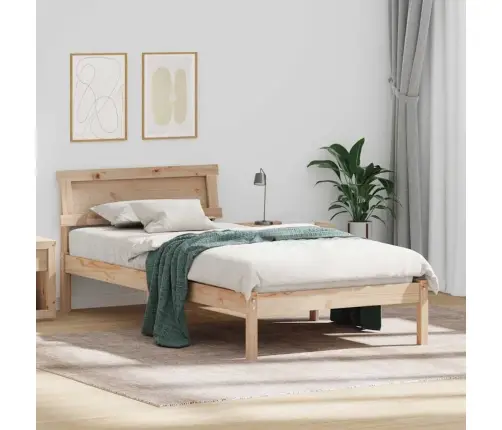 Gultas Rāmis Brūna 75 X 190 Cm Masīvkoka Priede Vidaxl