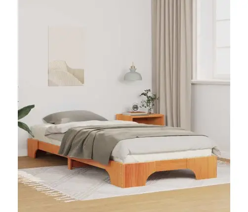 Grīdas Gultas Rāmis Brūna 100 X 210 Cm Priedes Masīvkoks Vidaxl