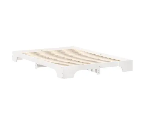 Voodi Raam Valge 140 X 210 Cm Tahke Mänd