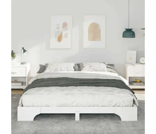 Voodi Raam Valge 160 X 210 Cm Tahke Mänd