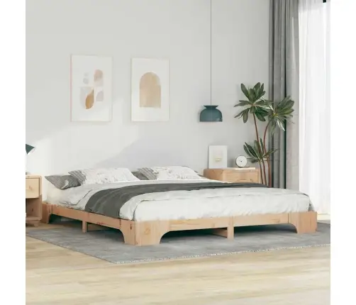 Grīdas Gultas Rāmis Brūna 200 X 210 Cm Priedes Masīvkoks Vidaxl