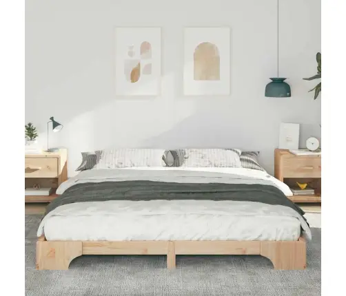 Grīdas Gultas Rāmis Brūna 200 X 210 Cm Priedes Masīvkoks Vidaxl