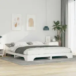 Grīdas Gultas Rāmis Ar Uzglabāšanu Balts 200 X 210 Cm Koka Vidaxl