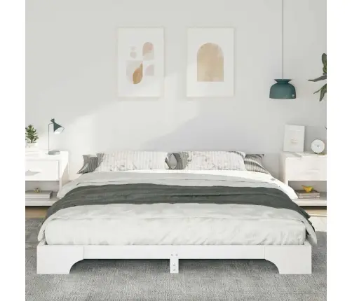 Grīdas Gultas Rāmis Ar Uzglabāšanu Balts 200 X 210 Cm Koka Vidaxl