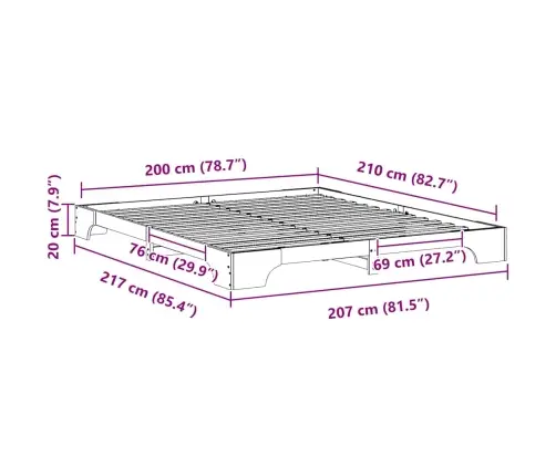 Grīdas Gultas Rāmis Ar Uzglabāšanu Brūna 200 X 210 Cm Koka Vidaxl