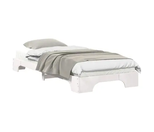 Voodi Raam Valge 100 X 220 Cm Tahke Mänd