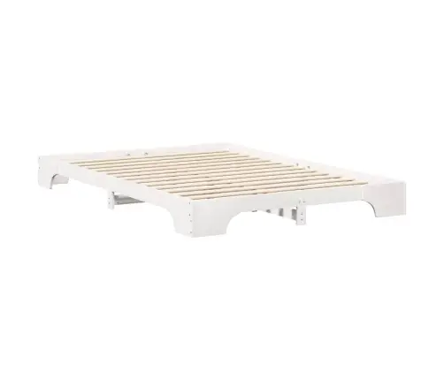 Grīdas Gultas Rāmis Balts 140 X 220 Cm Priedes Masīvkoks Vidaxl