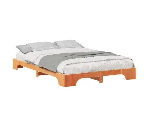 Grīdas Gultas Rāmis Brūna 140 X 220 Cm Priedes Masīvkoks Vidaxl