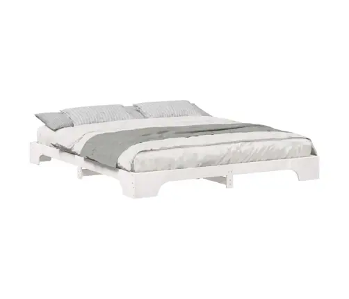 Grīdas Gultas Rāmis Balts 180 X 220 Cm Priedes Masīvkoks Vidaxl