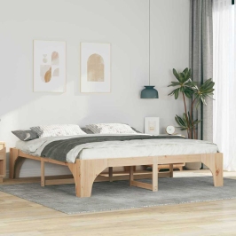 Grīdas Gultas Rāmis Brūna 200 X 200 Cm Priedes Masīvkoks Vidaxl