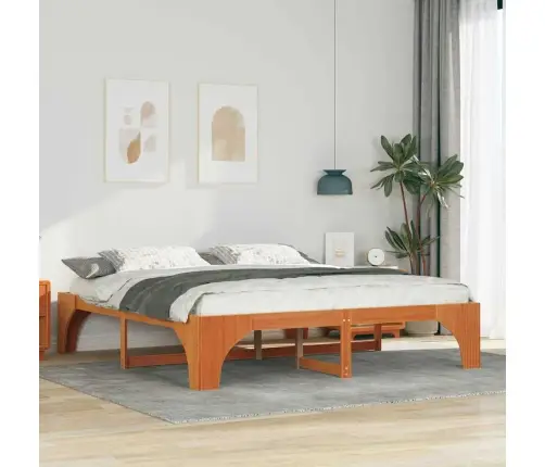 Grīdas Gultas Rāmis Brūna 200 X 200 Cm Priedes Masīvkoks Vidaxl