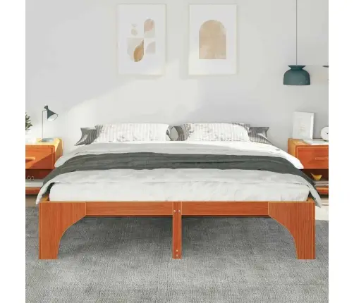 Grīdas Gultas Rāmis Brūna 200 X 200 Cm Priedes Masīvkoks Vidaxl